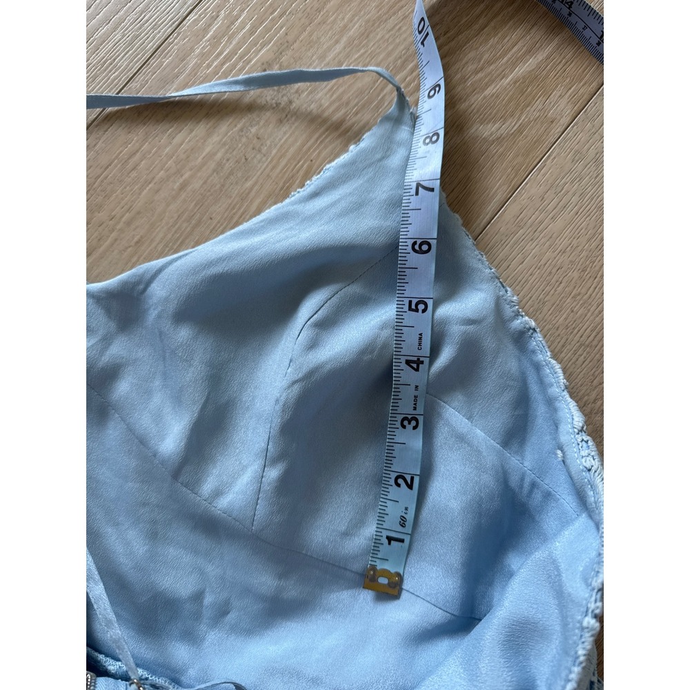 ABS Collection Light Blue Guipure Lace Midi Dress V-Neck Cross Back 12 - Picture 14 of 14